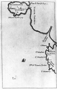 Map of Brobdingnag, illustration from the first edition of 